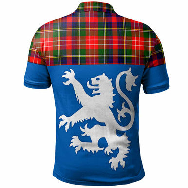 Lyon Tartan Polo Shirt - Lion Rampant And Celtic Thistle Style