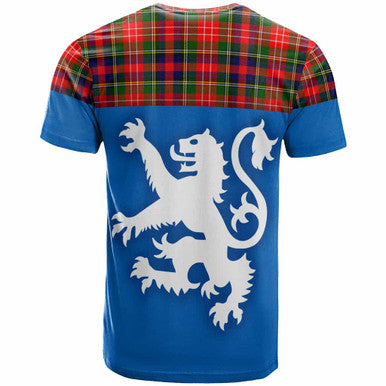 Scottish Christie Clan Tartan T-Shirt - Lion Rampant of Scotland With Flag Back Side Tartan Plaid
