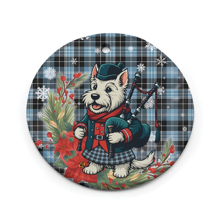 Scottish Clark Ancient Clan Tartan Ceramic Ornament Cute Scottish Terrier Dog Circle Style Tartan Plaid