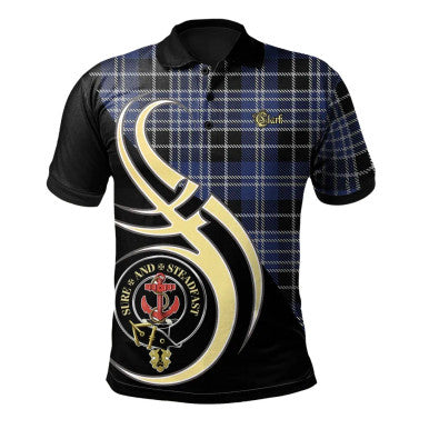 Scottish Clark Clan Crest Tartan Polo Shirt Believe in Me Front Side Tartan Plaid