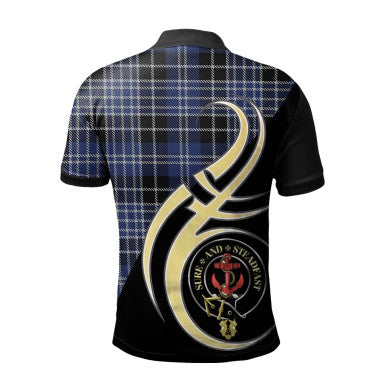Scottish Clark Clan Crest Tartan Polo Shirt Believe in Me Back Side Tartan Plaid