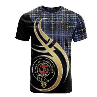 Scottish Clark Clan Crest Tartan T-Shirt Believe in Me Front Side Tartan Plaid