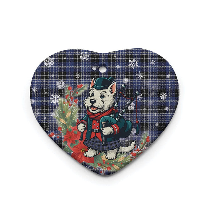 Scottish Clark Modern Clan Tartan Ceramic Ornament Cute Scottish Terrier Dog Heart Style Tartan Plaid