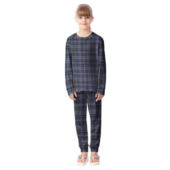 Scottish Clark Modern Clan Tartan Pajama Set Kid Front Side Tartan Plaid