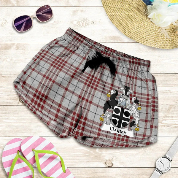 Scottish Clayton Clan Crest Tartan Women Shorts