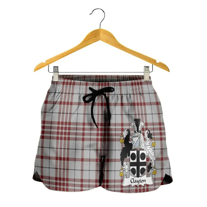 Scottish Clayton Clan Crest Tartan Women Shorts