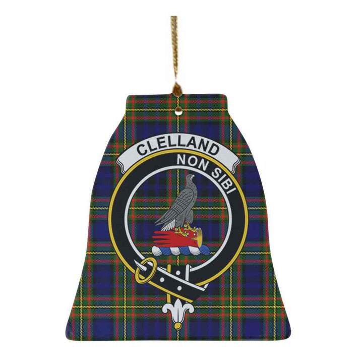 Scottish Clelland Clan Crest Tartan Ceramic Ornament Bell Shape Tartan Plaid