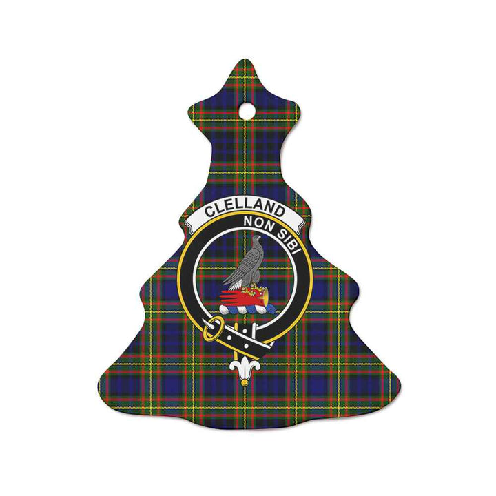 Scottish Clelland Clan Crest Tartan Ceramic Ornament Tree Shape Tartan Plaid