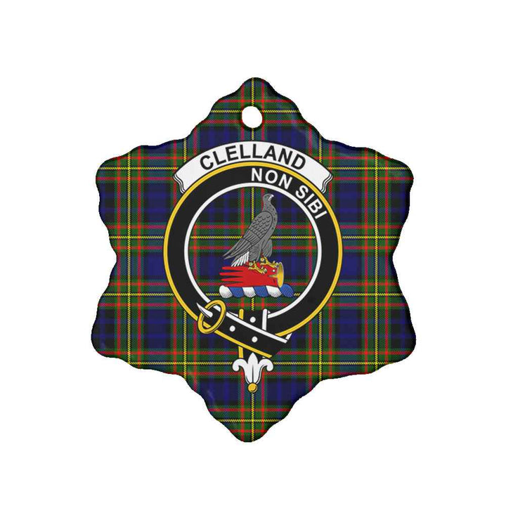 Scottish Clelland Clan Crest Tartan Ceramic Ornament Snow Flake Shape Tartan Plaid