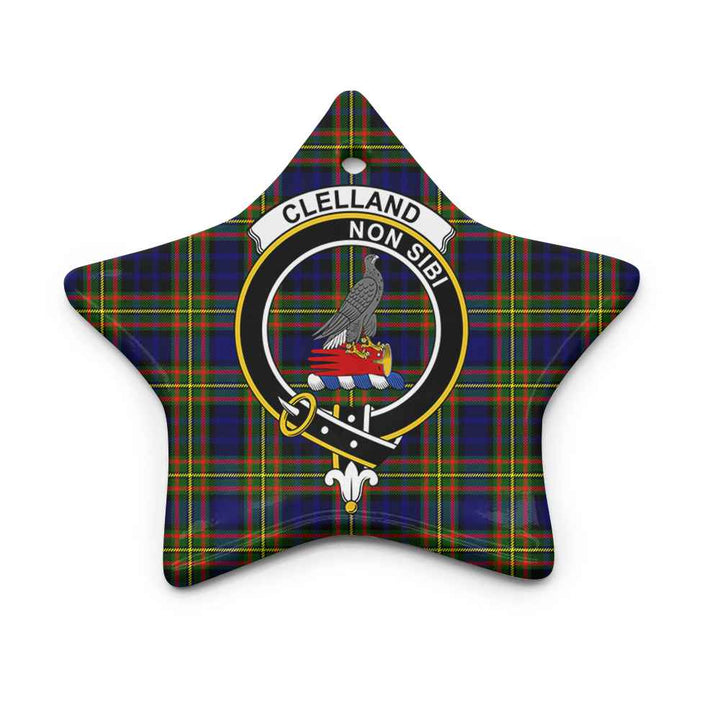 Scottish Clelland Clan Crest Tartan Ceramic Ornament Star Shape Tartan Plaid