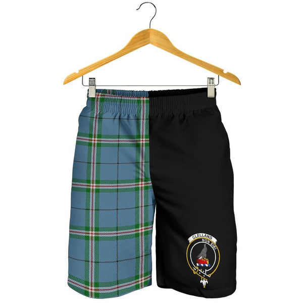 Scottish Clelland Clan Crest Tartan Half of Me Men's Shorts
