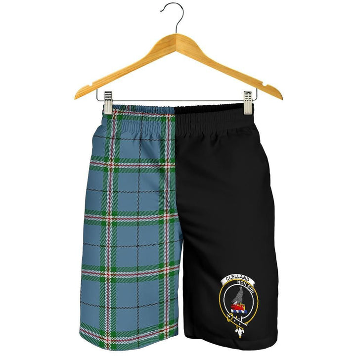 Scottish Clelland Clan Crest Tartan Half of Me Men's Shorts