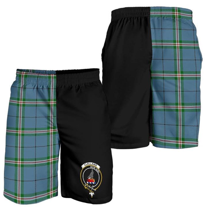 Scottish Clelland Clan Crest Tartan Half of Me Men's Shorts