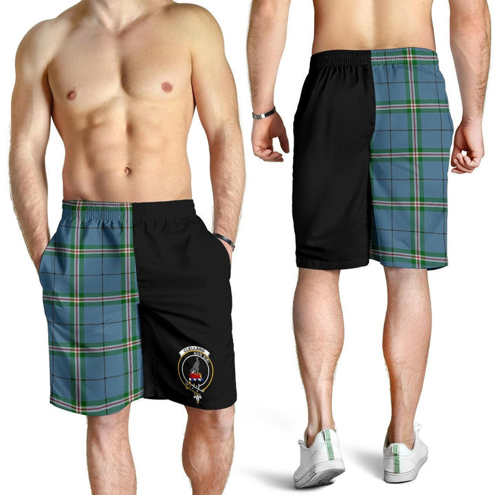 Scottish Clelland Clan Crest Tartan Half of Me Men's Shorts