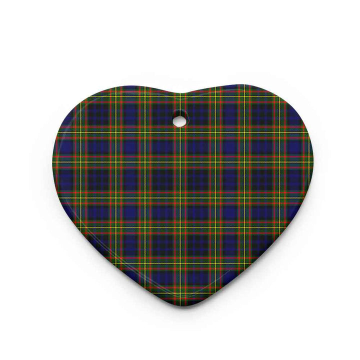 Scottish Clelland Modern Clan Tartan Ceramic Ornament Heart Shape Tartan Plaid