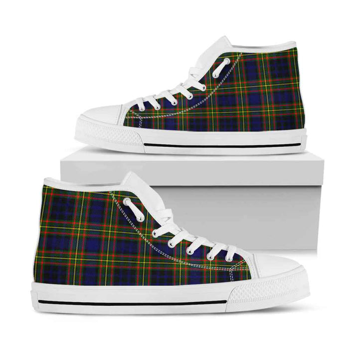 Scottish Clelland Modern Clan Tartan High Top Shoes White Sole Tartan Plaid