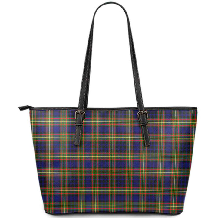 Scottish Clelland Modern Clan Tartan Leather Tote Tartan Plaid
