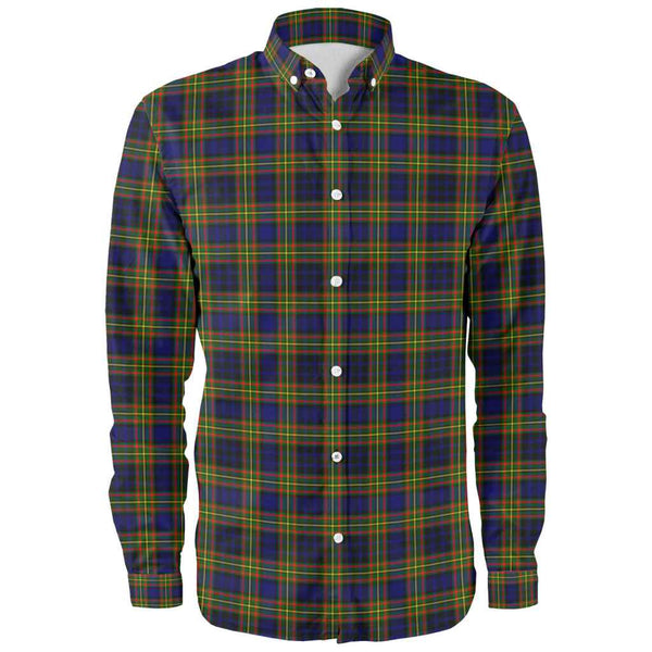 Scottish Clelland Modern Clan Tartan Long Sleeve Shirt Front Side Tartan Plaid