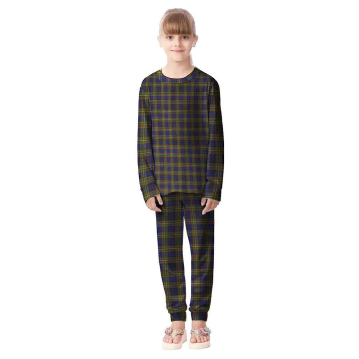 Scottish Clelland Modern Clan Tartan Pajama Set Kid Front Side Tartan Plaid
