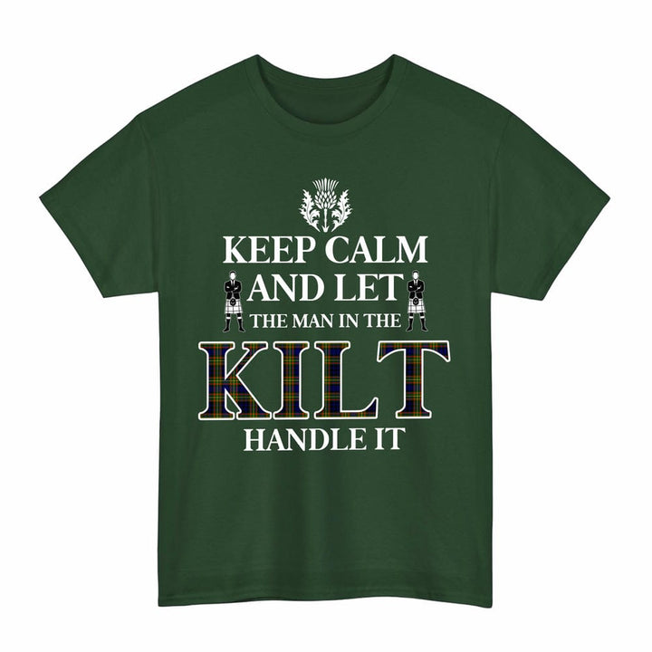 Scottish Clelland Modern Clan Tartan T-Shirt - Keep Calm Tartan Plaid Forest Green Color
