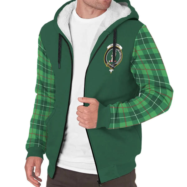 Scottish Clephan (or Clephane) Clan Crest Tartan Plaid Sleeve Sherpa Hoodie