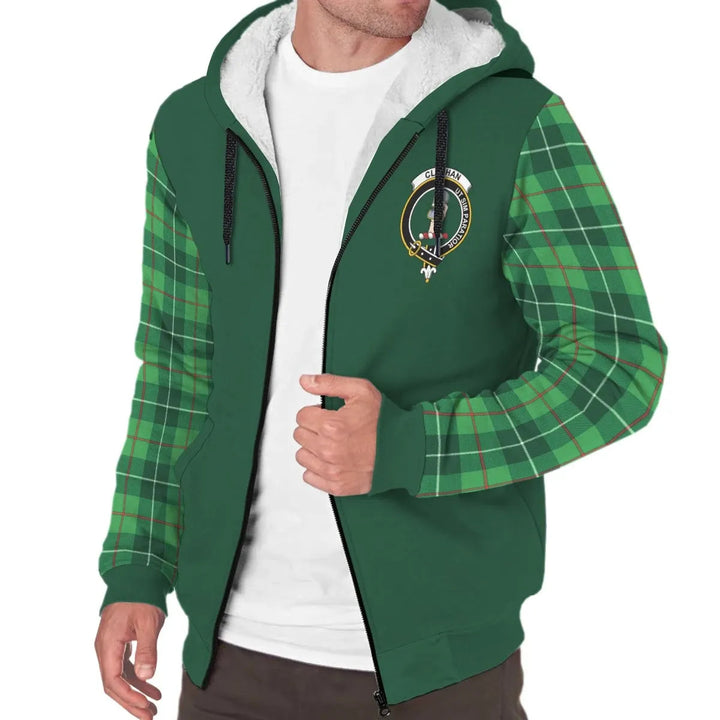Scottish Clephan (or Clephane) Clan Crest Tartan Plaid Sleeve Sherpa Hoodie