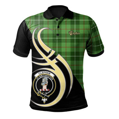 Scottish Clephan (Or Clephane) Clan Crest Tartan Polo Shirt Believe in Me Front Side Tartan Plaid