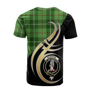 Scottish Clephan (Or Clephane) Clan Crest Tartan T-Shirt Believe in Me Back Side Tartan Plaid