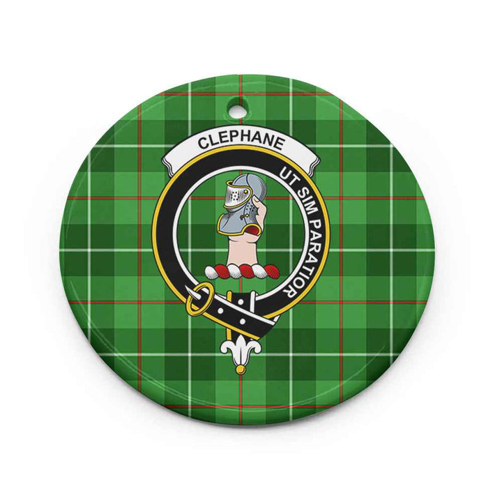 Scottish Clephane (or Clephan) Clan Crest Tartan Ceramic Ornament Circle Shape Tartan Plaid