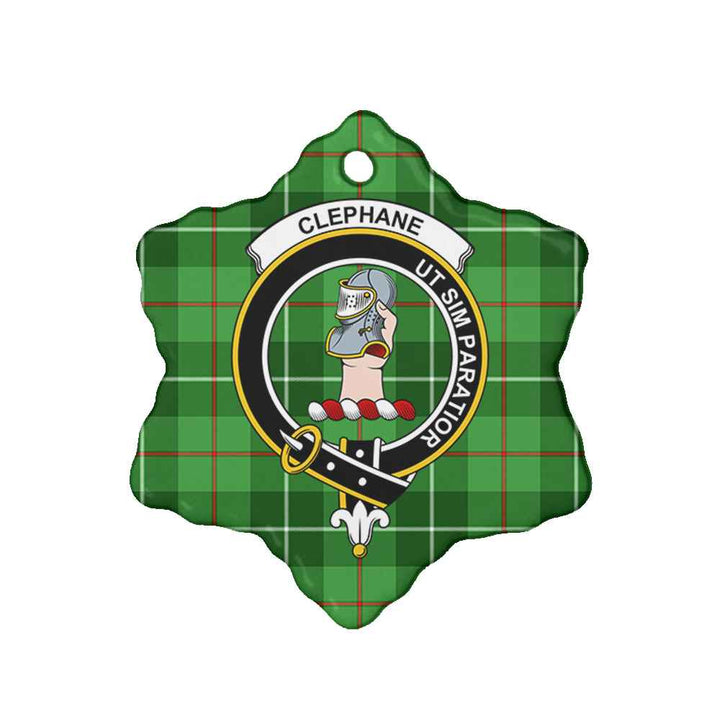 Scottish Clephane (or Clephan) Clan Crest Tartan Ceramic Ornament Snow Flake Shape Tartan Plaid