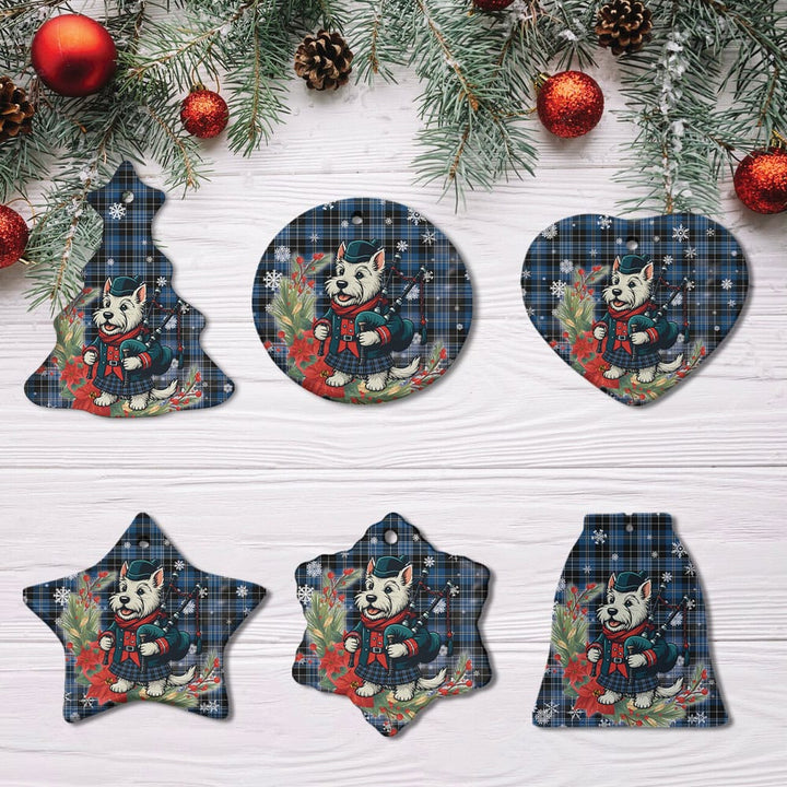 Scottish Clergy Blue Clan Tartan Ceramic Ornament Cute Scottish Terrier Dog All Style Tartan Plaid
