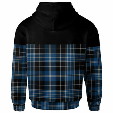 Scottish Clergy Blue Clan Tartan Hoodie - Horizontal Style Back Side Tartan Plaid