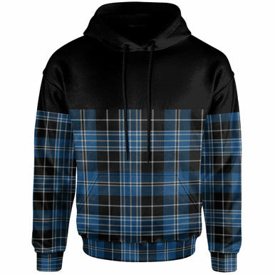 Scottish Clergy Blue Clan Tartan Hoodie - Horizontal Style Front Side Tartan Plaid