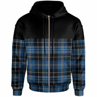 Scottish Clergy Blue Clan Tartan Hoodie - Horizontal Style Zip Tartan Plaid