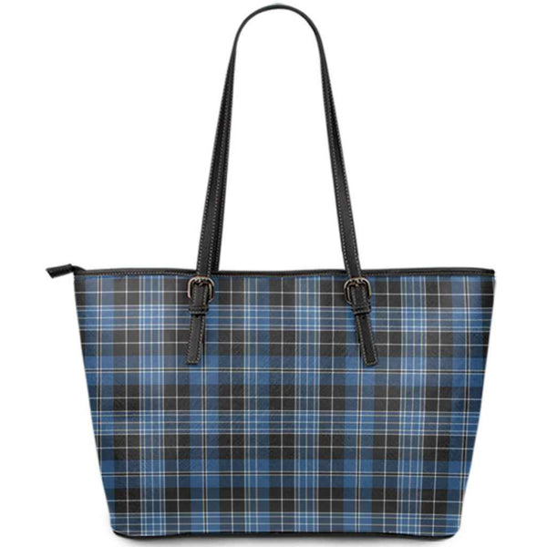 Scottish Clergy Blue Clan Tartan Leather Tote Tartan Plaid