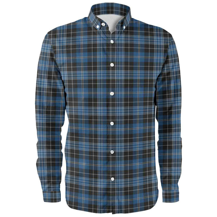 Scottish Clergy Blue Clan Tartan Long Sleeve Shirt Front Side Tartan Plaid