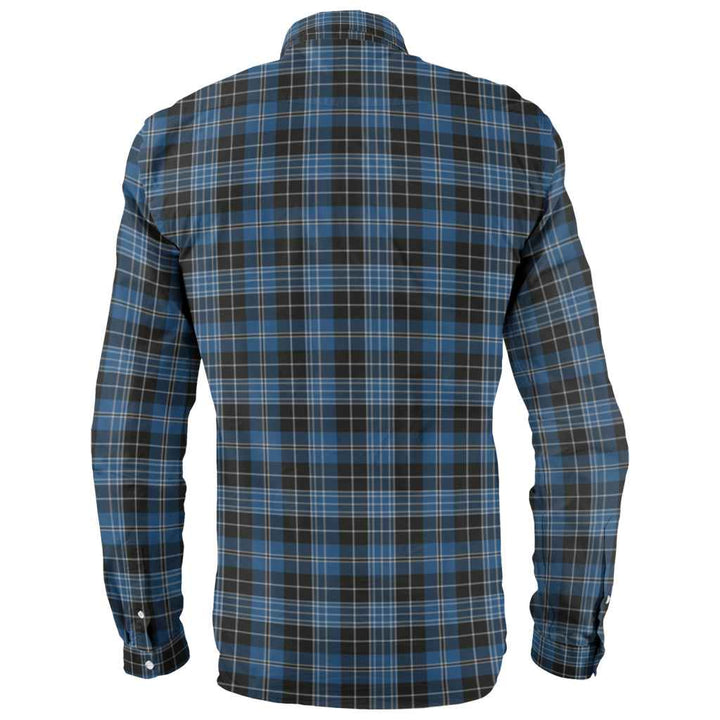 Scottish Clergy Blue Clan Tartan Long Sleeve Shirt Back Side Tartan Plaid