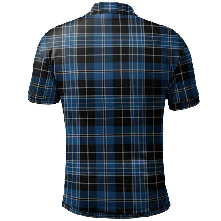 Scottish Clergy Blue Clan Tartan Polo Shirt Back Side Tartan Plaid