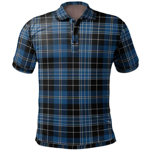 Scottish Clergy Blue Clan Tartan Polo Shirt Front Side Tartan Plaid