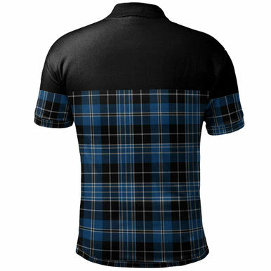 Scottish Clergy Blue Clan Tartan Polo Shirt - Horizontal Style Back Side Tartan Plaid