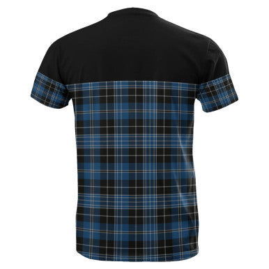 Scottish Clergy Blue Clan Tartan T-Shirt Horizontal Style Back Side Tartan Plaid
