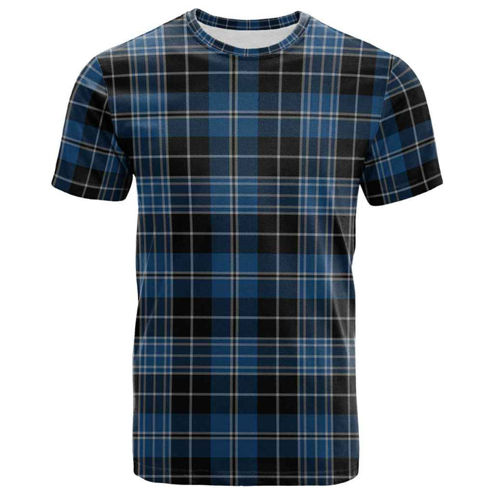 Scottish Clergy Blue Clan Tartan T-Shirt Front Side Tartan Plaid