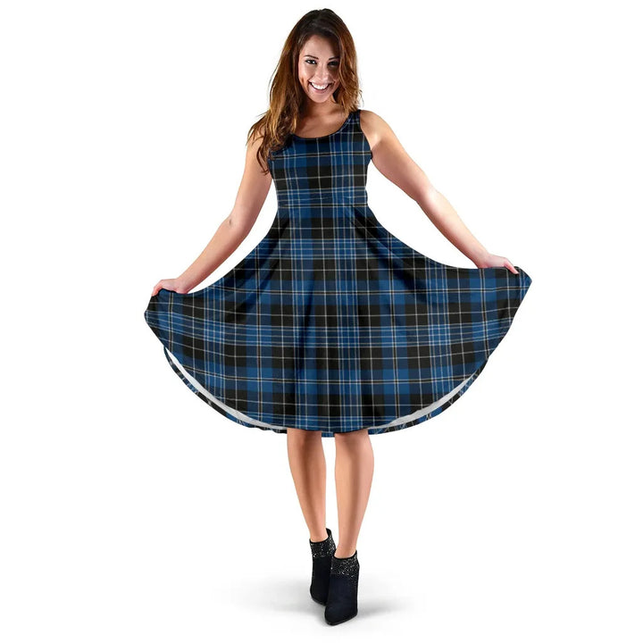 Scottish Clergy Blue Clan Tartan Women Midi Dress