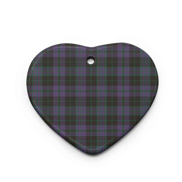Scottish Clergy Green Clan Tartan Ceramic Ornament Heart Shape Tartan Plaid