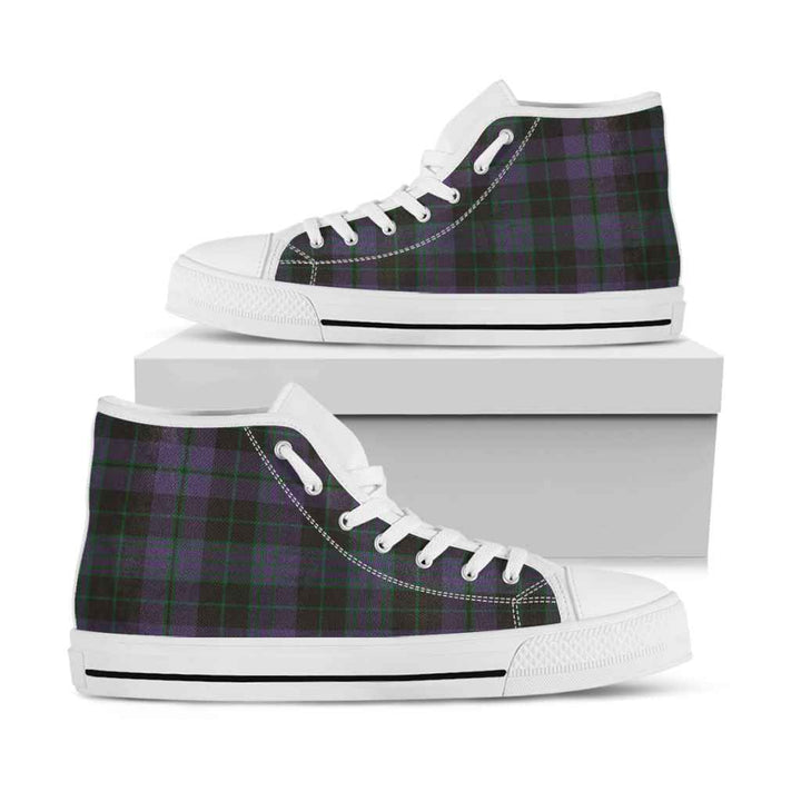 Scottish Clergy Green Clan Tartan High Top Shoes White Sole Tartan Plaid