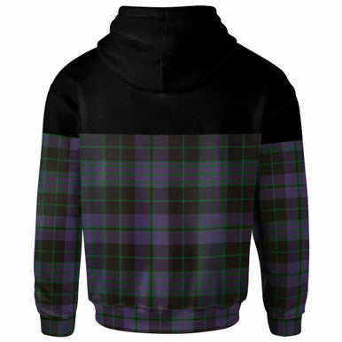 Scottish Clergy Green Clan Tartan Hoodie - Horizontal Style Back Side Tartan Plaid