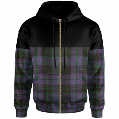 Scottish Clergy Green Clan Tartan Hoodie - Horizontal Style Zip Tartan Plaid