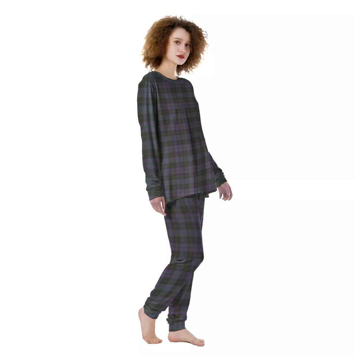 Scottish Clergy Green Clan Tartan Pajama Set Women Front Side Tartan Plaid