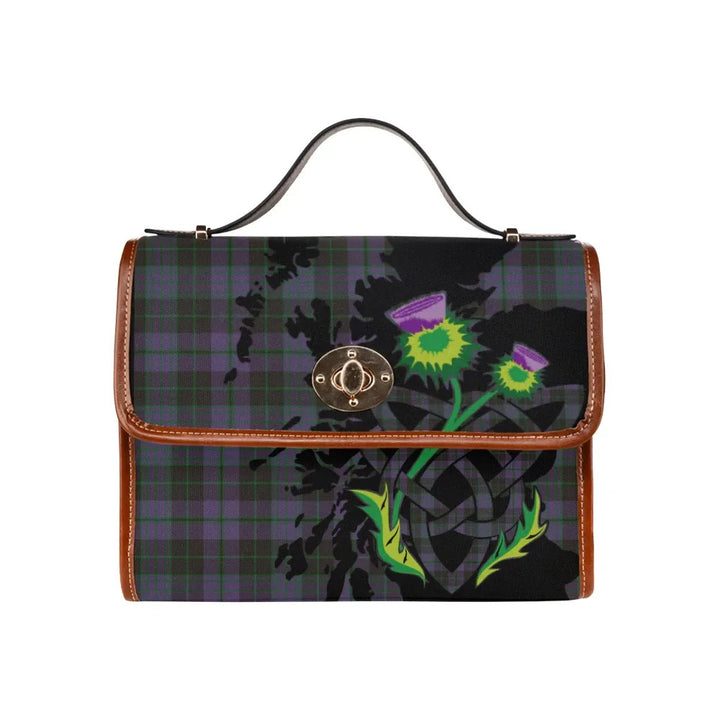 Scottish Clergy Green Clan Tartan Waterproof Canvas Bag With Thistle Tartan Plaid 2