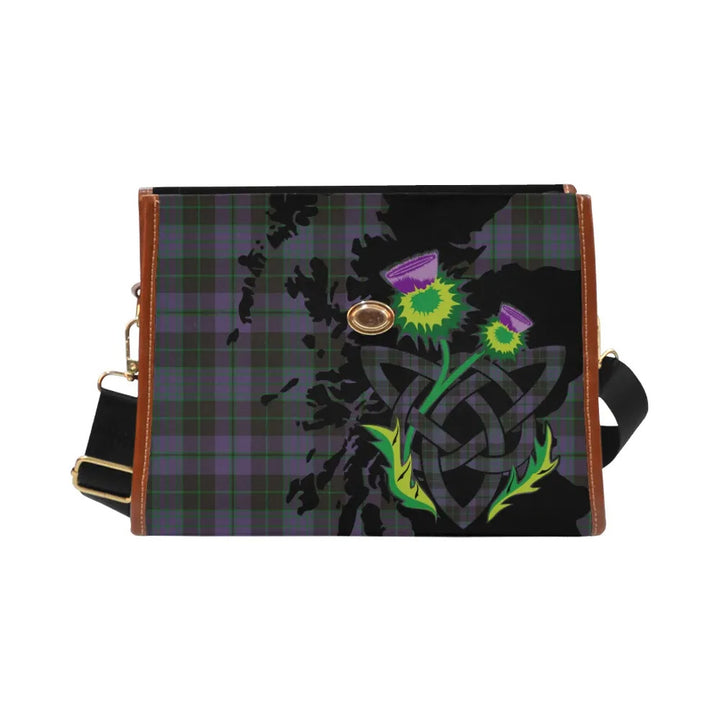 Scottish Clergy Green Clan Tartan Waterproof Canvas Bag With Thistle Tartan Plaid 1